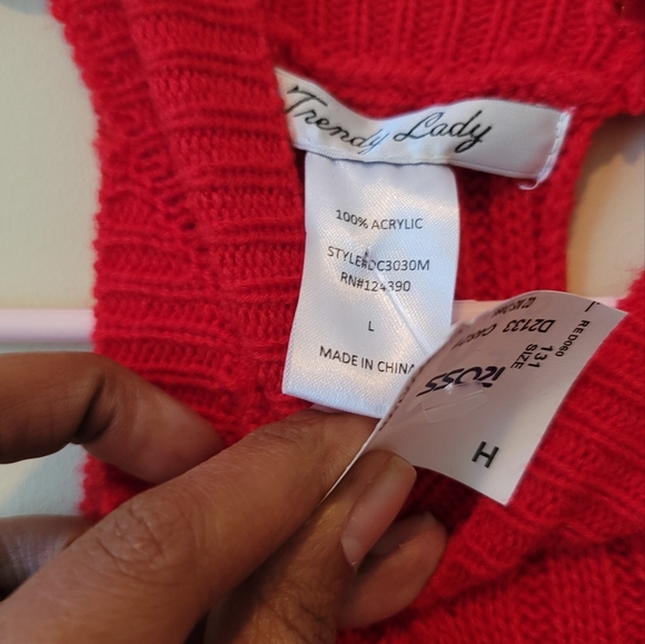 NWT Trendy Lady Hot Fire Red Sleeveless Turtleneck Sweater Dress - Picture 4 of 6